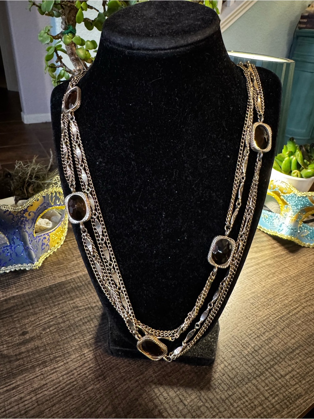 Vintage Necklace 52” Sarah Conventry Triple Strand Neclace